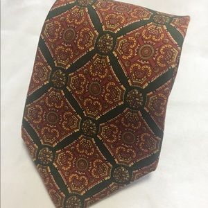 Salvatore Ferragamo red and green silk tie